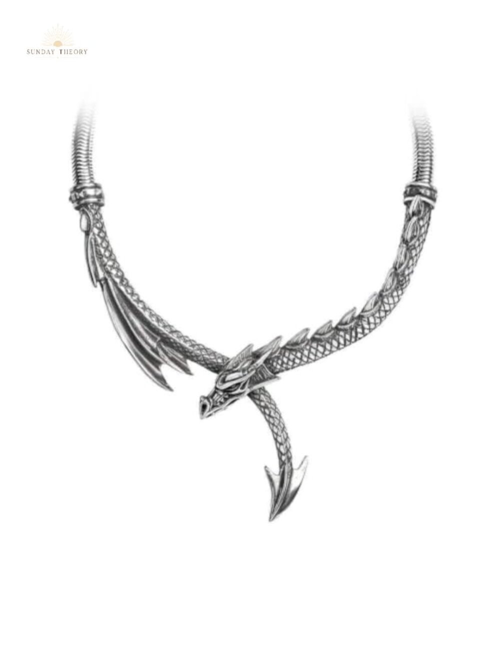 Handmade English Pewter Twisted Snake Dragon Pendant Necklace Fantasy